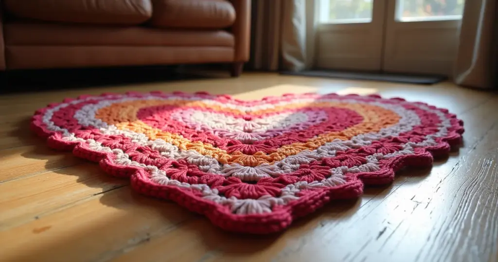 Tapete de Crochê de Coração: Crie Aconchego e Estilo Único Tapete de Crochê de Coração: Crie Aconchego e Estilo Único