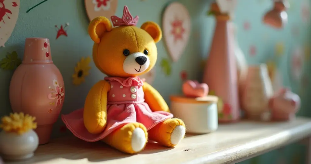 Ursa Princesa de Feltro: Charme Artesanal para Quartos Mágicos