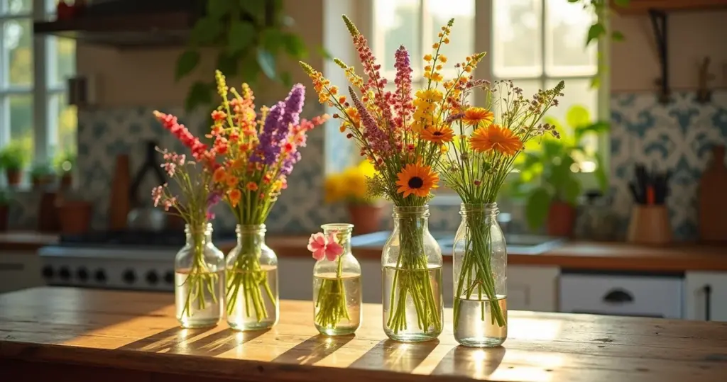 17 Ideias de Arranjos de Flores em Garrafas de Vidro (Gastando Quase Nada)