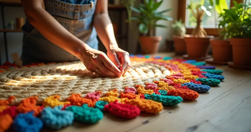Bico de croche para tapete de barbante passo a passo: o detalhe que aumenta 50% o valor