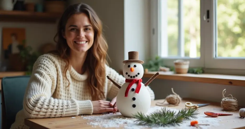 Boneco de neve artesanato: decoração de inverno por menos de R$ 20