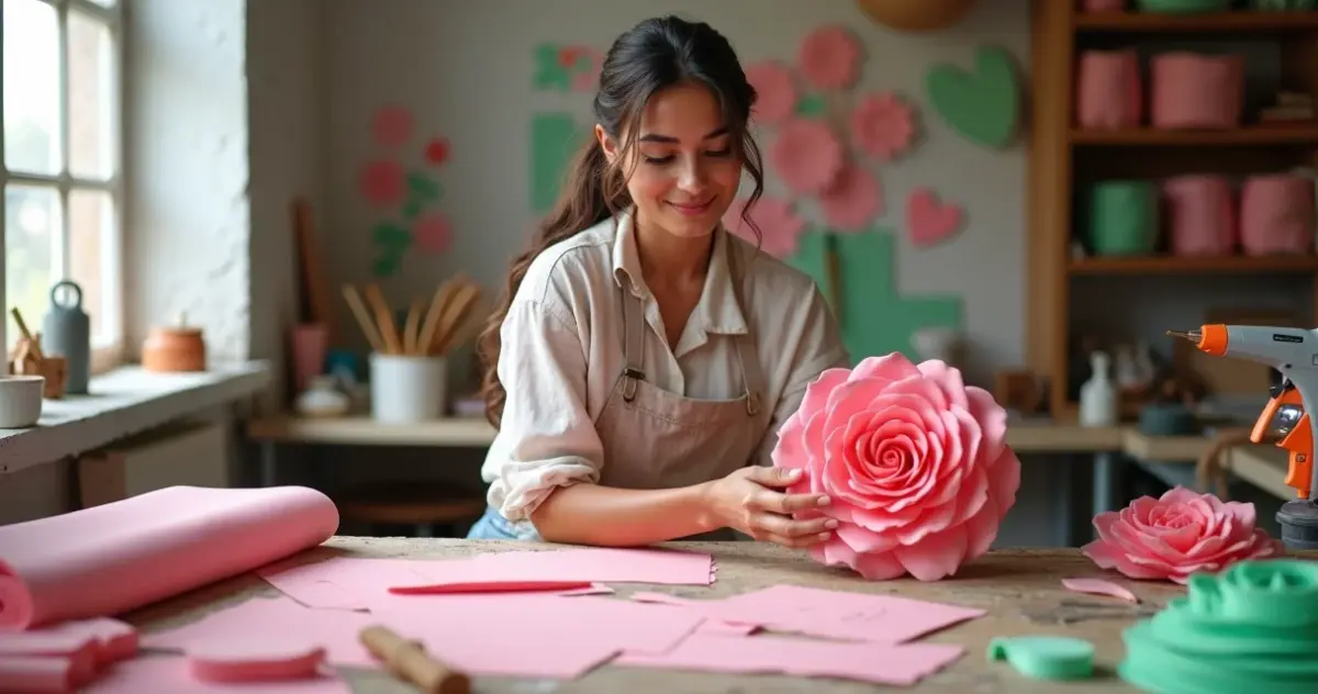 Botão de rosa de EVA passo a passo: técnica que valoriza seu artesanato