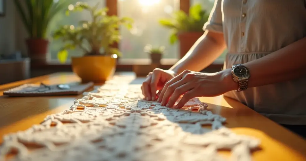 Caminho de mesa de crochê simples passo a passo que economiza 30% de fio