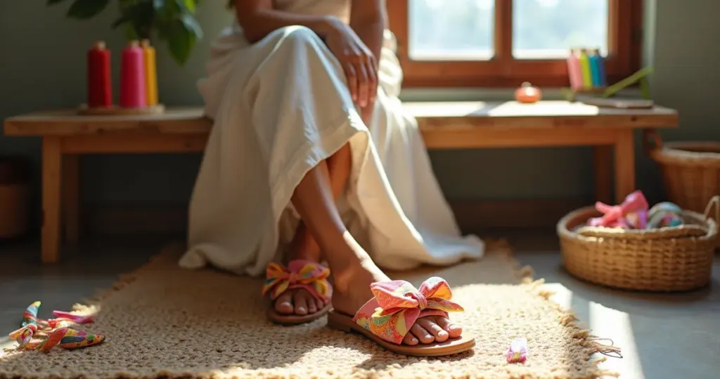 12 Ideias de Chinelos Bordados com Laços para Você Criar Hoje