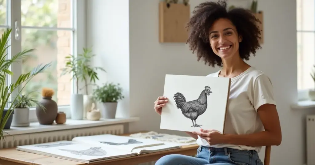 Como Desenhar Galinha com Raio Realista em 9 Passos Simples