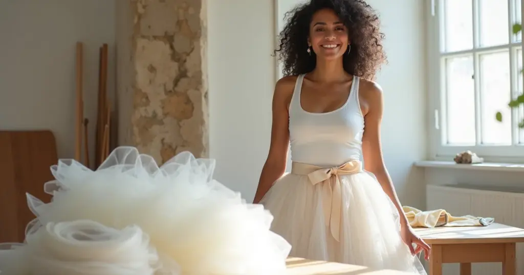 Como fazer saia de tule com fita de cetim sem costura em 2h