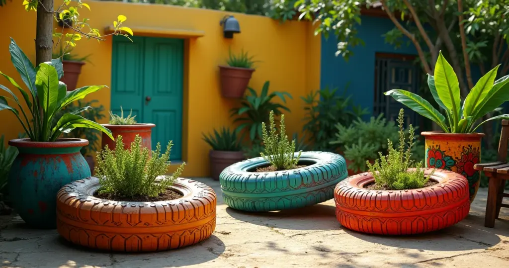 15 Ideias de Decoração de Pneus para Jardim que Vão Revoltar seu Bolso