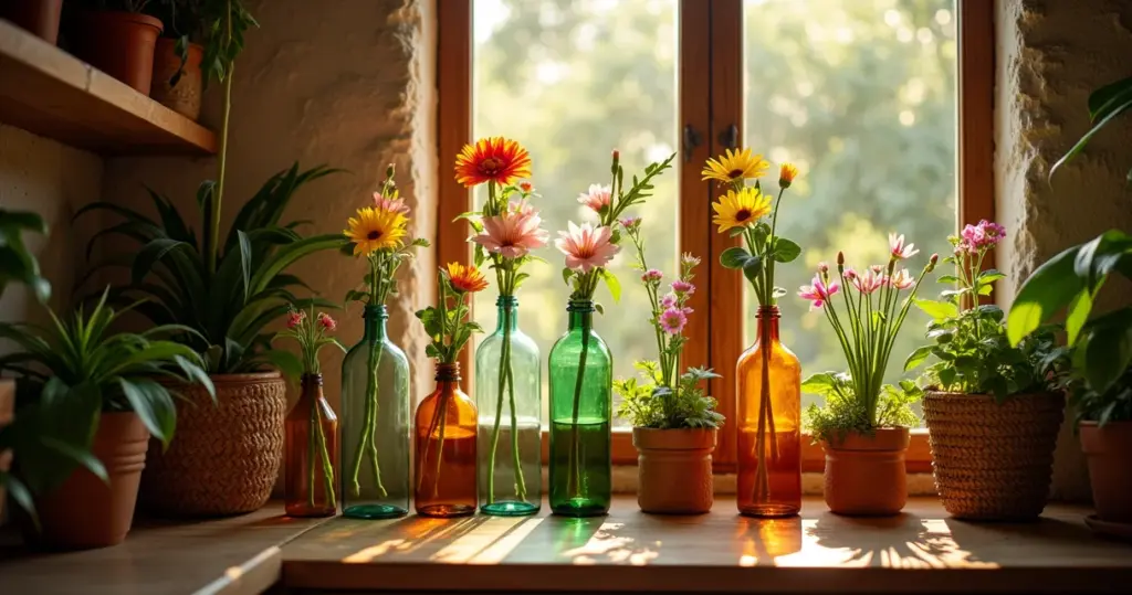 23 Ideias de Decoração Rústica com Garrafas que Vão Transformar Seu Cantinho
