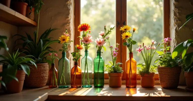 23 Ideias de Decoração Rústica com Garrafas que Vão Transformar Seu Cantinho