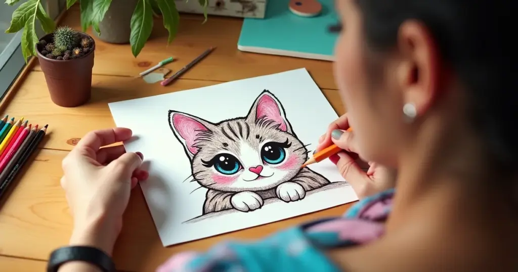7 Ideias de Desenho de Gato Kawaii para Colorir que Vão Encantar Até Iniciante