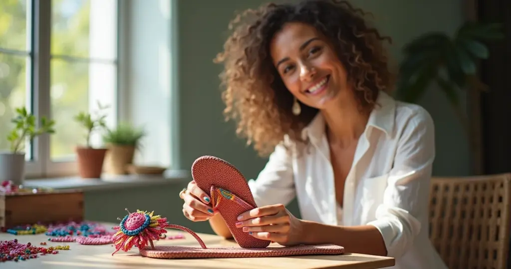 Flor de Miçangas para Chinelos Passo a Passo: Transforme Básico em Luxo Flor de Miçangas para Chinelos Passo a Passo: Transforme Básico em Luxo