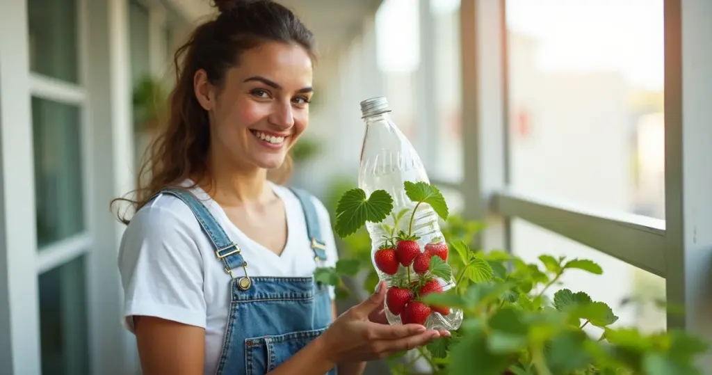 Morango na garrafa PET: colha frutos em 60 dias sem quintal Morango na garrafa PET: colha frutos em 60 dias sem quintal