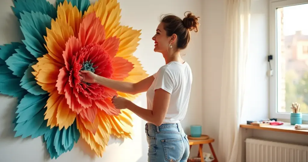 Mosaico de papel crepom: transforme sua parede gastando menos de R$ 50