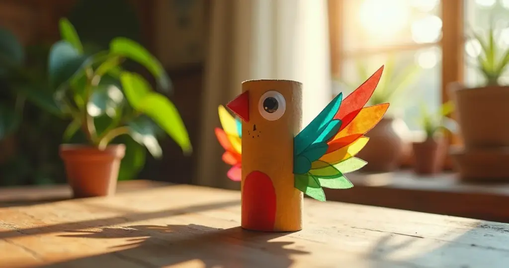Passarinho feito com rolo de papel higienico: faça em 30 min e encante