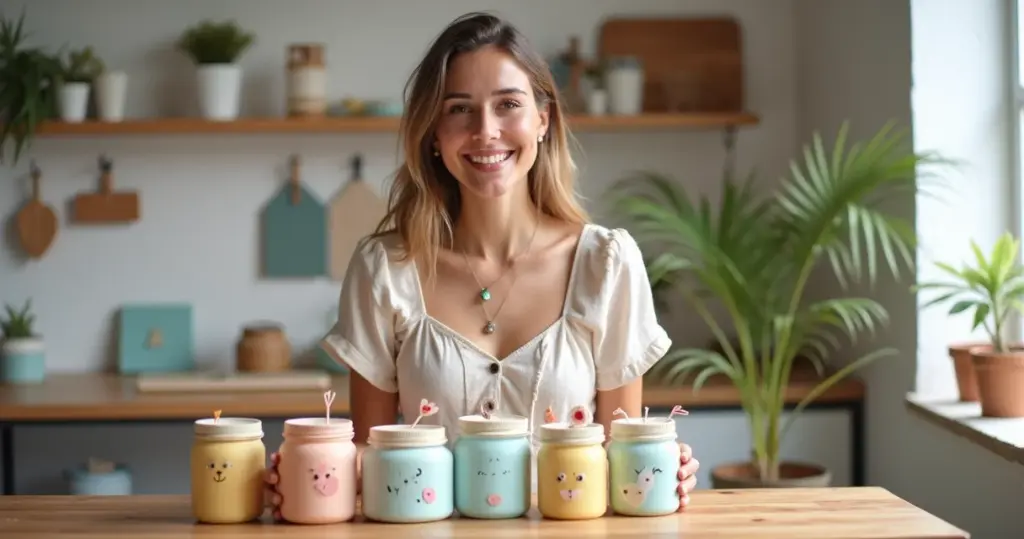 28 Ideias de Potes de Papinha Decorados com EVA que Vão Encantar Suas Festas