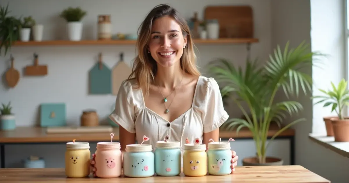 28 Ideias de Potes de Papinha Decorados com EVA que Vão Encantar Suas Festas