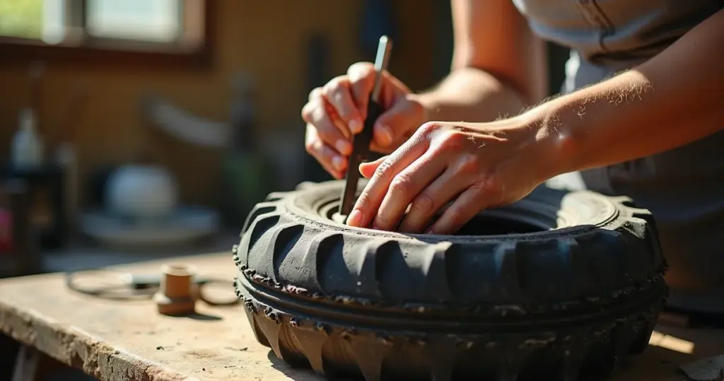 Reciclagem de pneus passo a passo: do lixo ao puff em 6 etapas