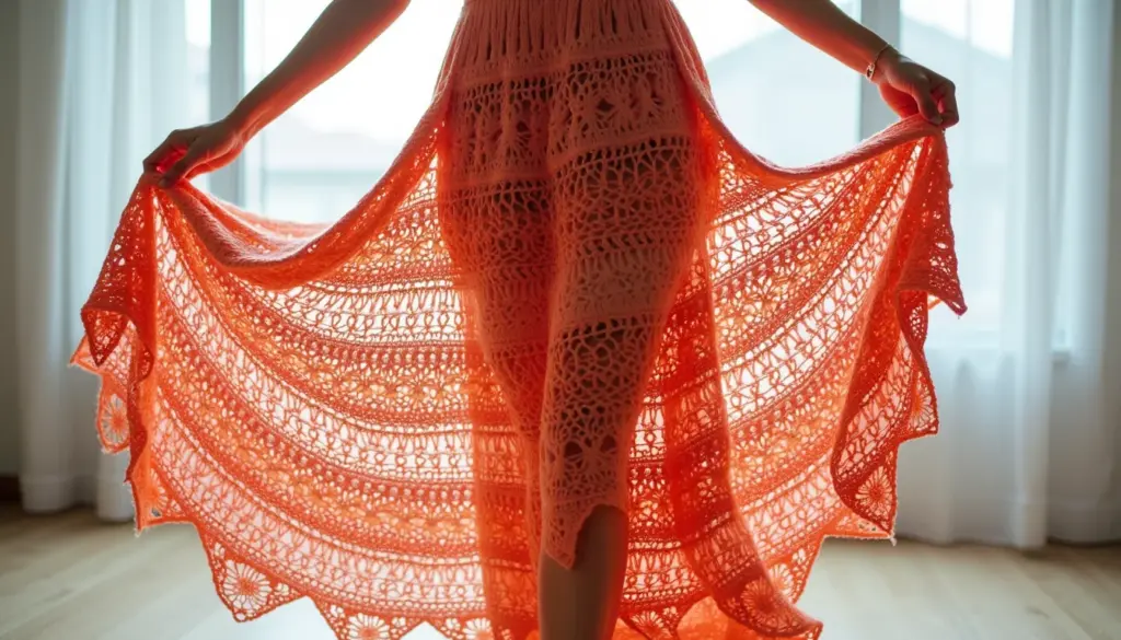 Saia longa de crochê com gráfico e receita que cai perfeitamente