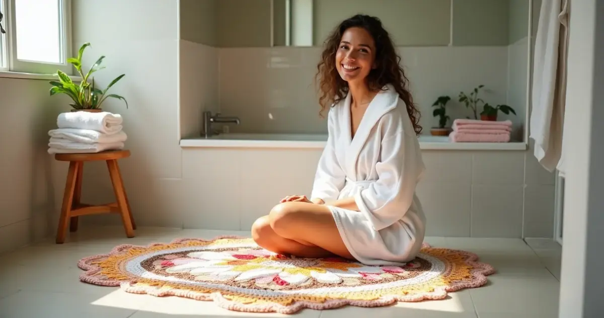 12 Ideias de Tapete de Croche com Flores de Banheiro que Vão Virar seu Santuário