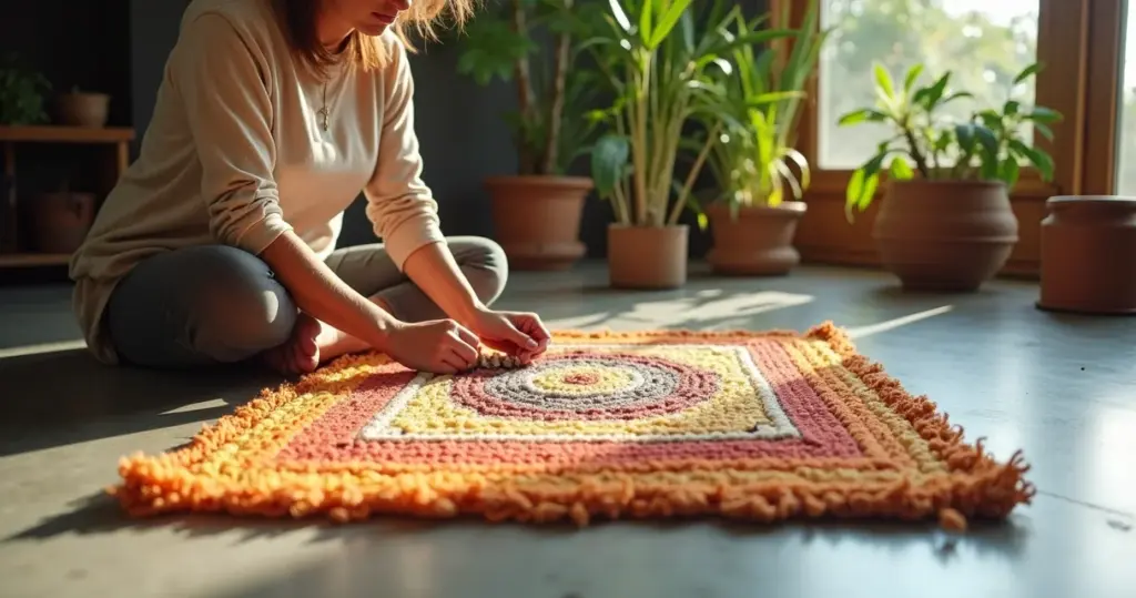 Tapete sala croche quadrado: o erro que arruína sua decoração em 2026