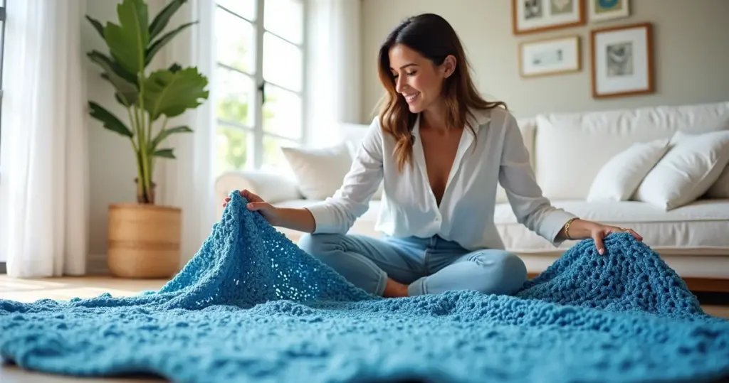 15 Ideias de Tapetes de Crochê Azul que Vão Revolucionar Sua Casa