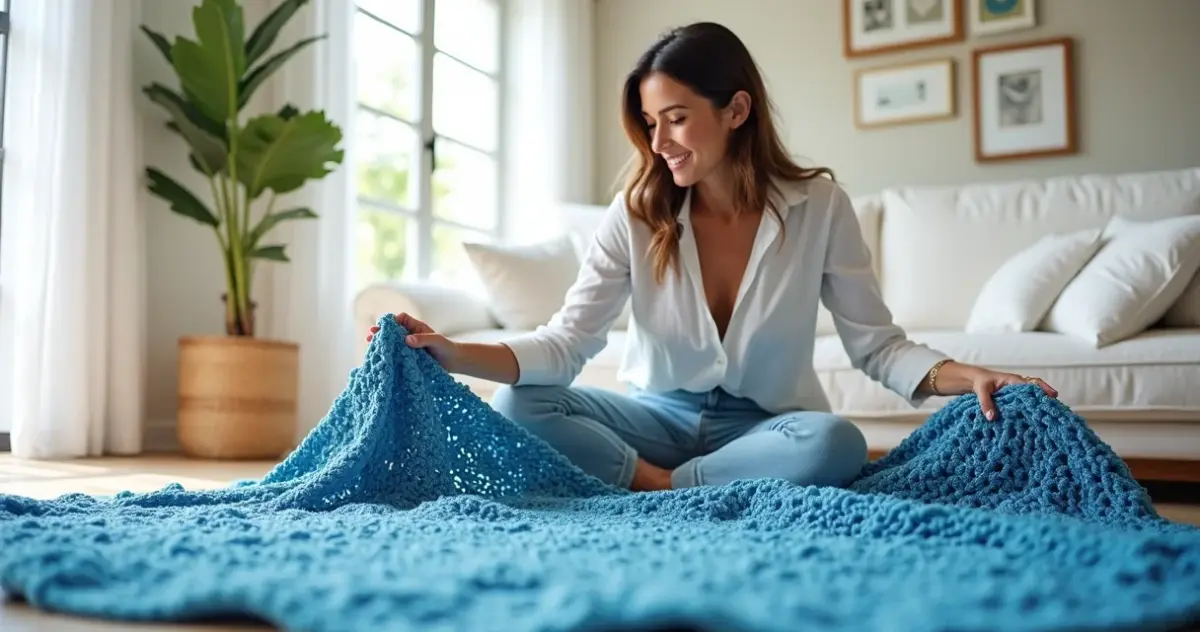 15 Ideias de Tapetes de Crochê Azul que Vão Revolucionar Sua Casa