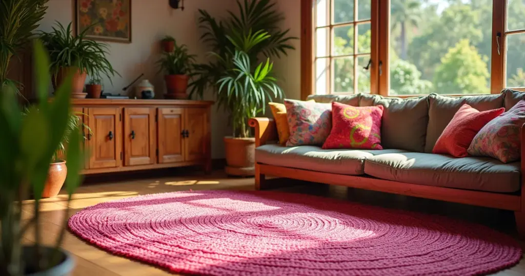 9 Ideias de Tapetes de Crochê Rosa Que Vão Transformar Sua Casa