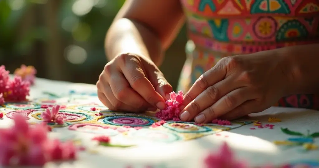 Toalhas decoradas com fuxico: técnica brasileira que esconde defeitos do tecido