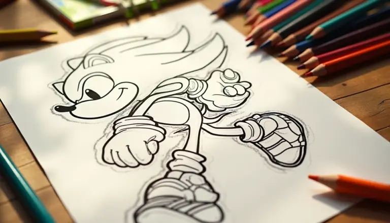 Desenho do Sonic para Colorir e Imprimir Grátis com Cores Oficiais