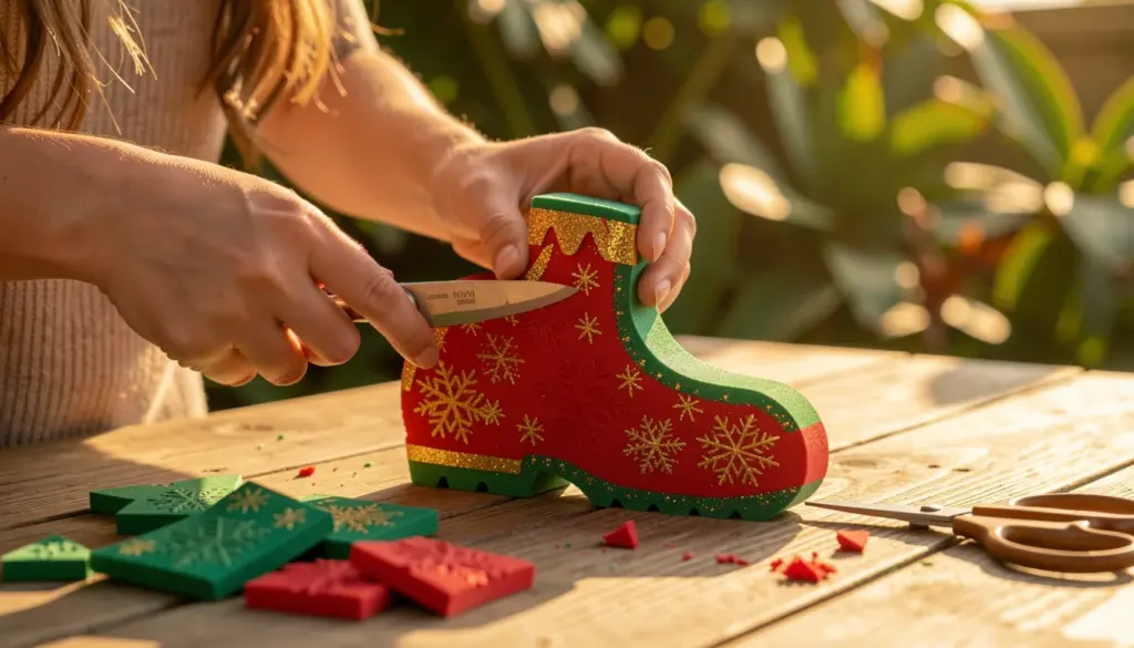 Molde de Bota de Natal em Eva para Imprimir Grátis e Passo a Passo