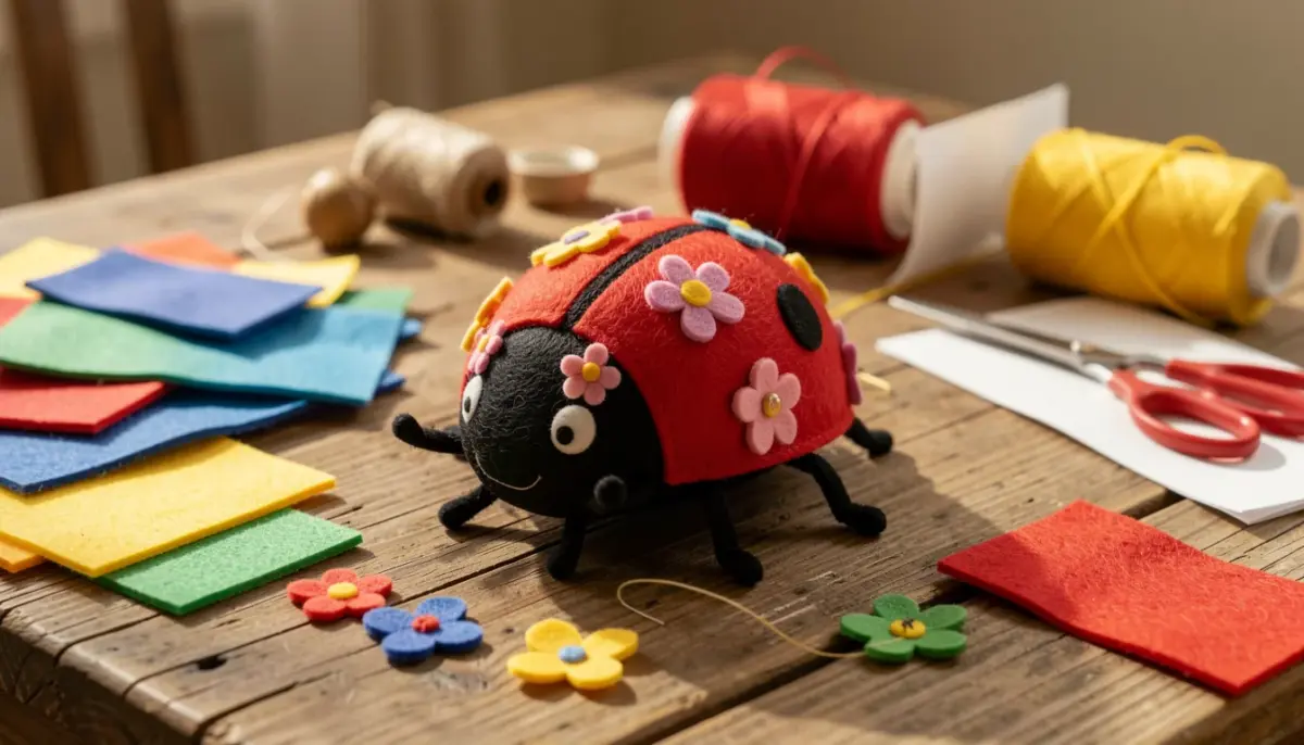 32 Ideias de Desenho de Joaninha com Flores para Artesanato em Feltro