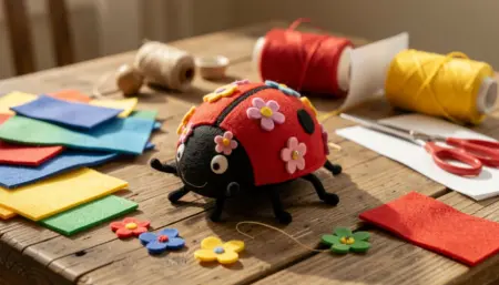 32 Ideias de Desenho de Joaninha com Flores para Artesanato em Feltro