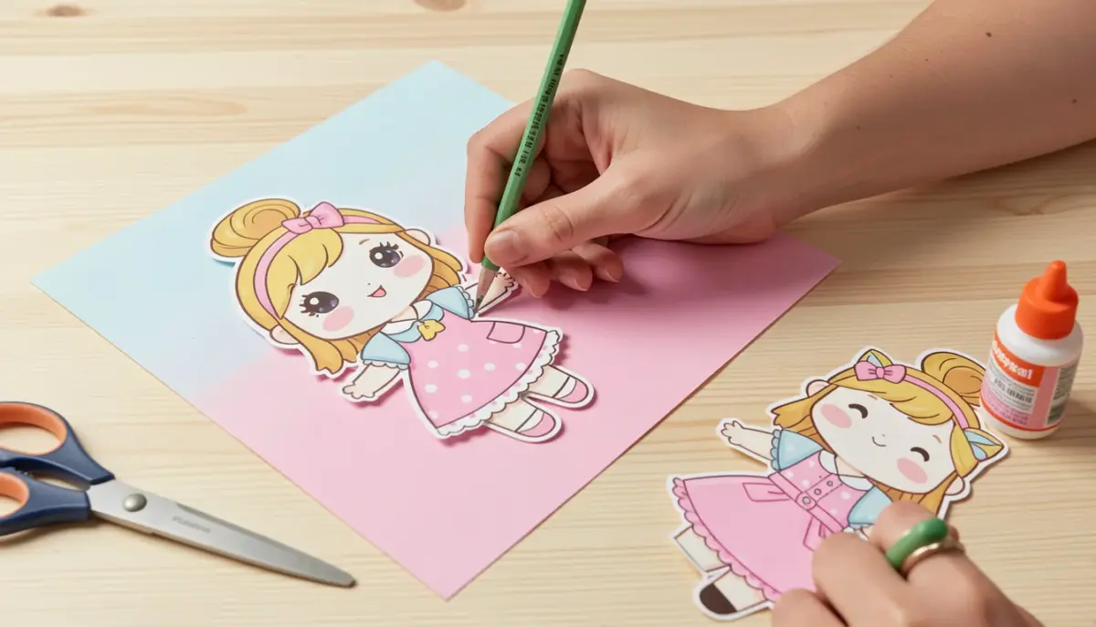 Molde de Boneca de Papel Kawaii para Imprimir Grátis e Fácil