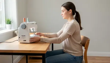 Posição Correta para Costurar com Máquina Portátil sem Dor