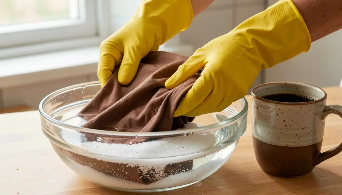 Truque Para Fixar Tinta Marrom no Tecido com Vinagre, Sal e Café